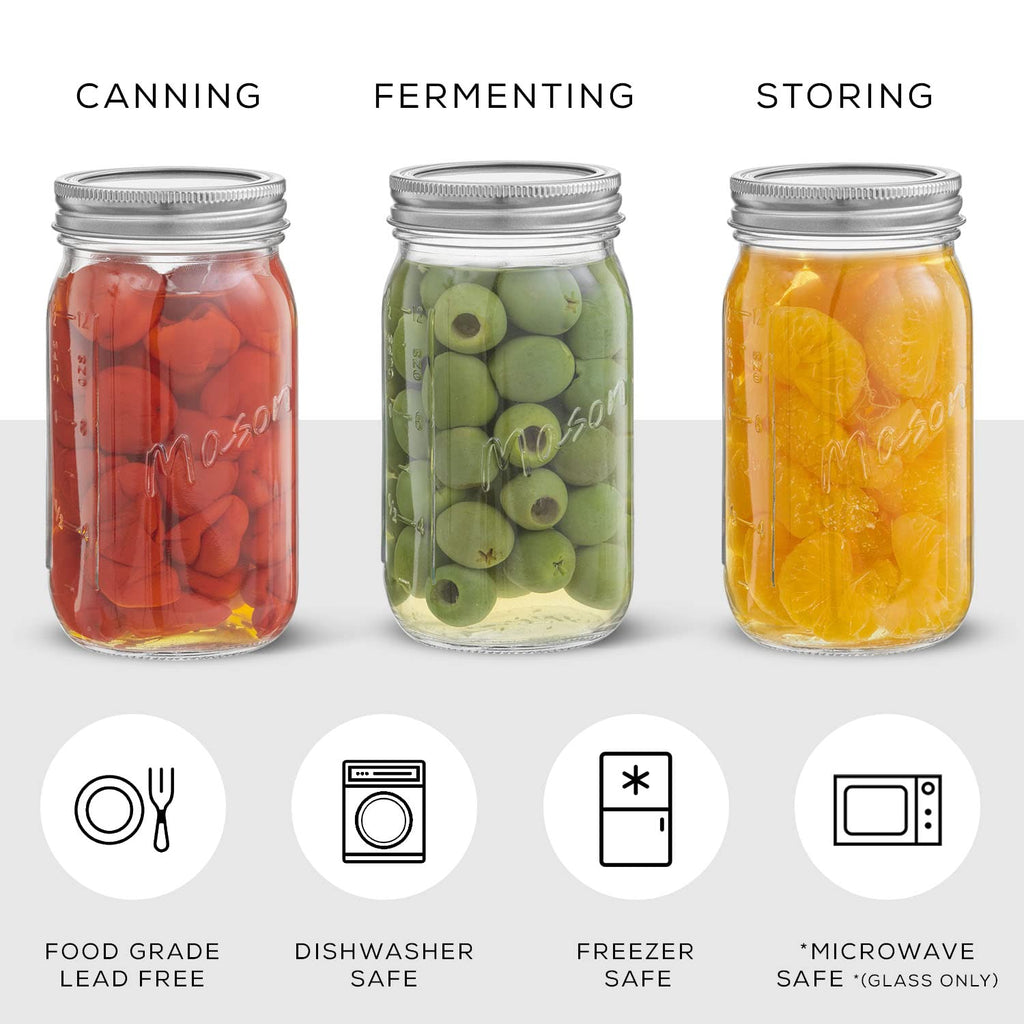 16 Oz 6-Pack Regular Mouth Glass Mason Jars with Lids S28667