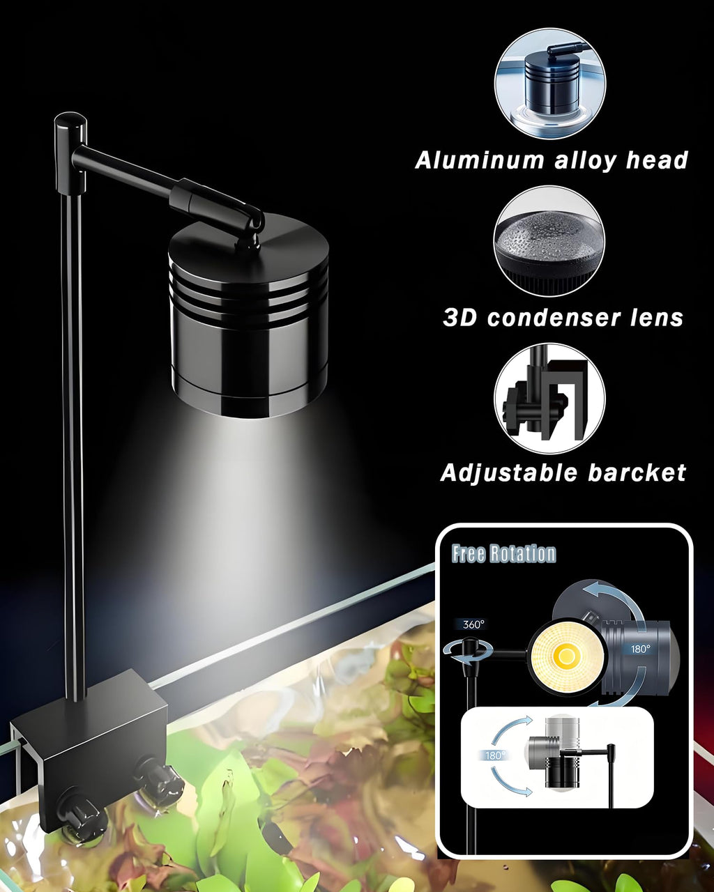 3 Gallon Ultra-Clear Glass Fish Tank with Filter and Led Light B756