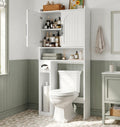 34" Over the Toilet Storage Cabinet with Arched Doors, White O536
