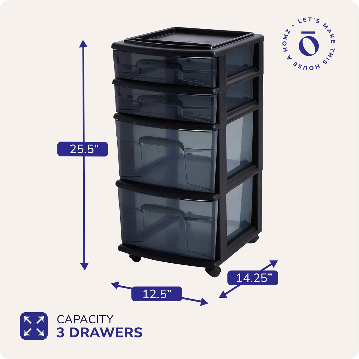 4-Tier Storage Cart with Removable Wheels T150821