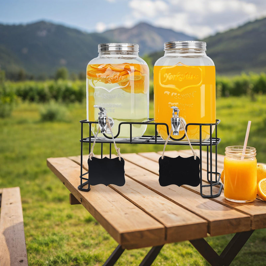 2 Pack 1 Gallon Glass Drink Dispensers J93815