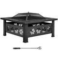 32 Inch Square Wood Burning Fire Pit Table U338071