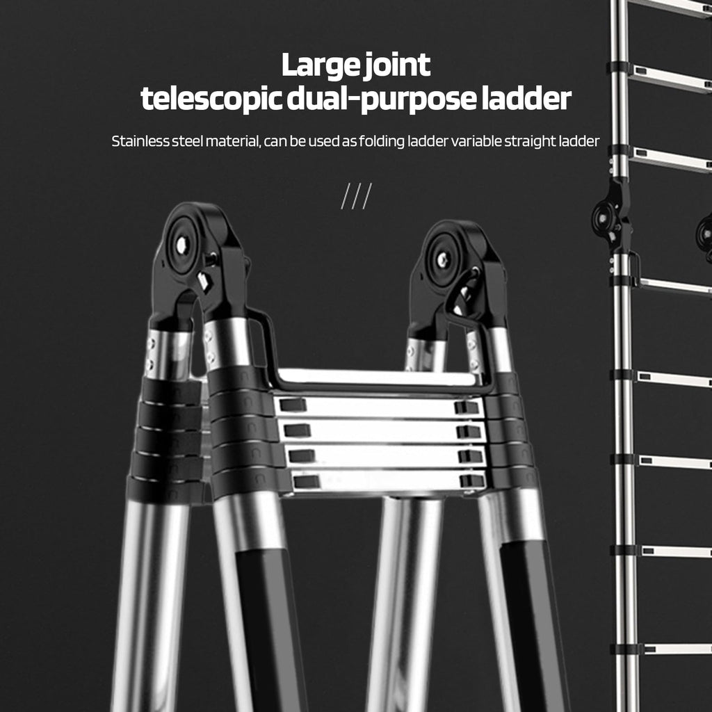 Telescoping Ladder with Locking Mechanism, Heavy Duty Aluminum 330 lbs J957505