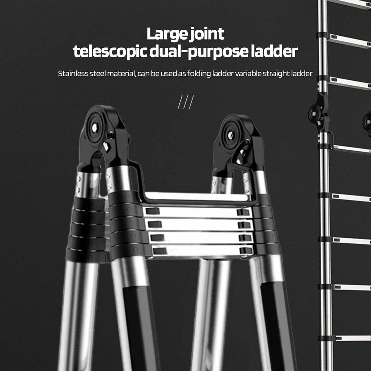Telescoping Ladder with Locking Mechanism, Heavy Duty Aluminum 330 lbs J957505