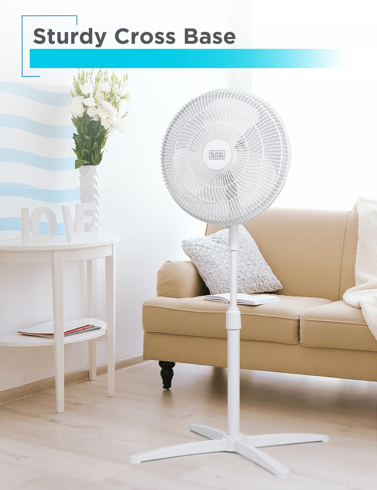 16-Inch Oscillating Pedestal Fan, 3 Speeds, White J57328