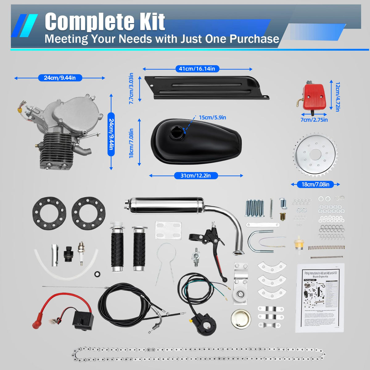2-Stroke 100cc Bicycle Engine Kit J415