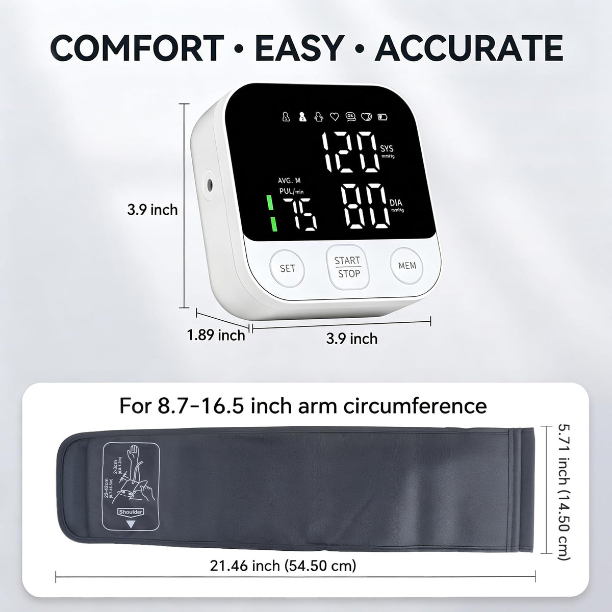 Blood Pressure Monitor Upper Arm Cuff with Storage Bag S18343