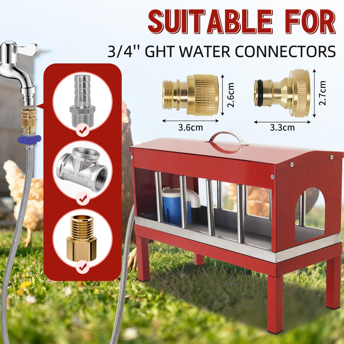 Automatic Chicken Waterer with Detachable Legs Y27085
