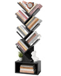 Black 6 Tier Wood Tree Bookshelf with Drawer X207