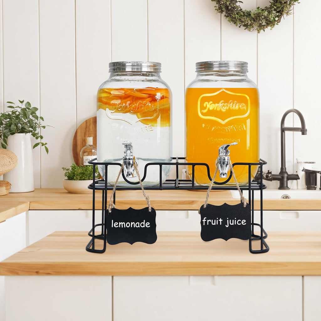2 Pack 1 Gallon Glass Drink Dispensers J93815