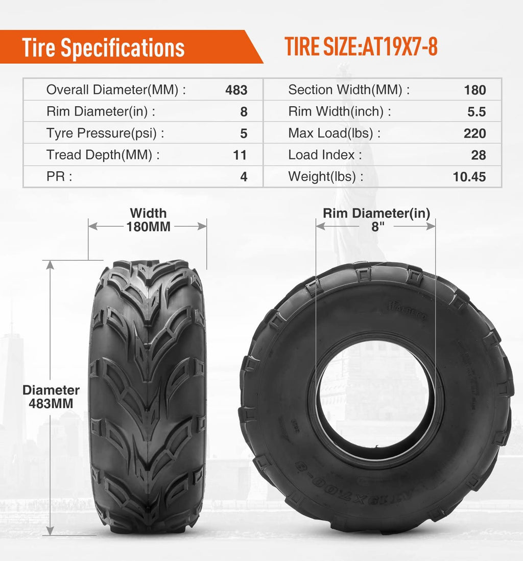 19x7-8 Tubeless ATV Tire Q26401