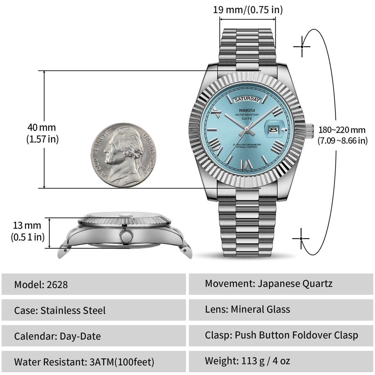 Men's Analog Quartz Watch Rose Gold Stainless Steel C217