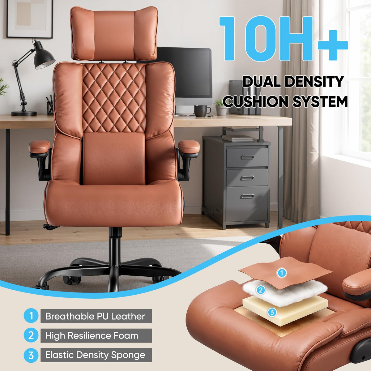 Big and Tall Office Chair with Adjustable Headrest W781703