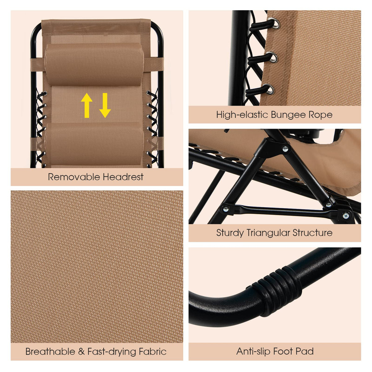 Folding Zero Gravity Reclining Textilene Lounge Chairs M69117