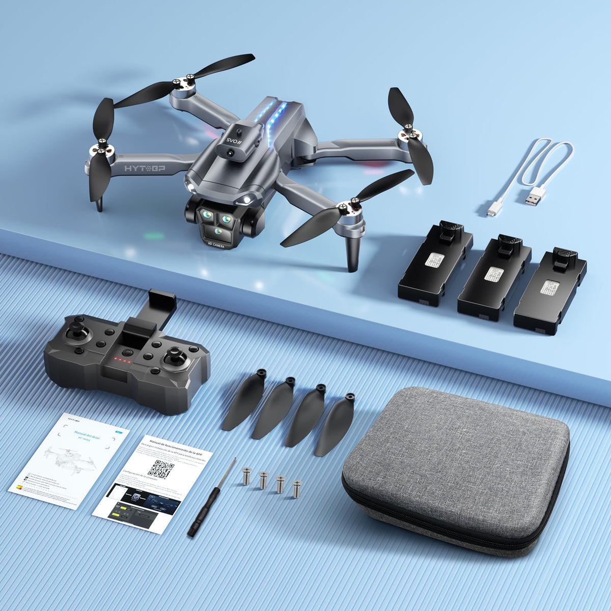 Foldable Mini Drone with Camera 1080P, 3 Batteries D10746
