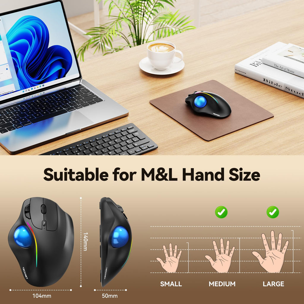 Wireless Bluetooth Ergonomic Trackball Mouse Z359