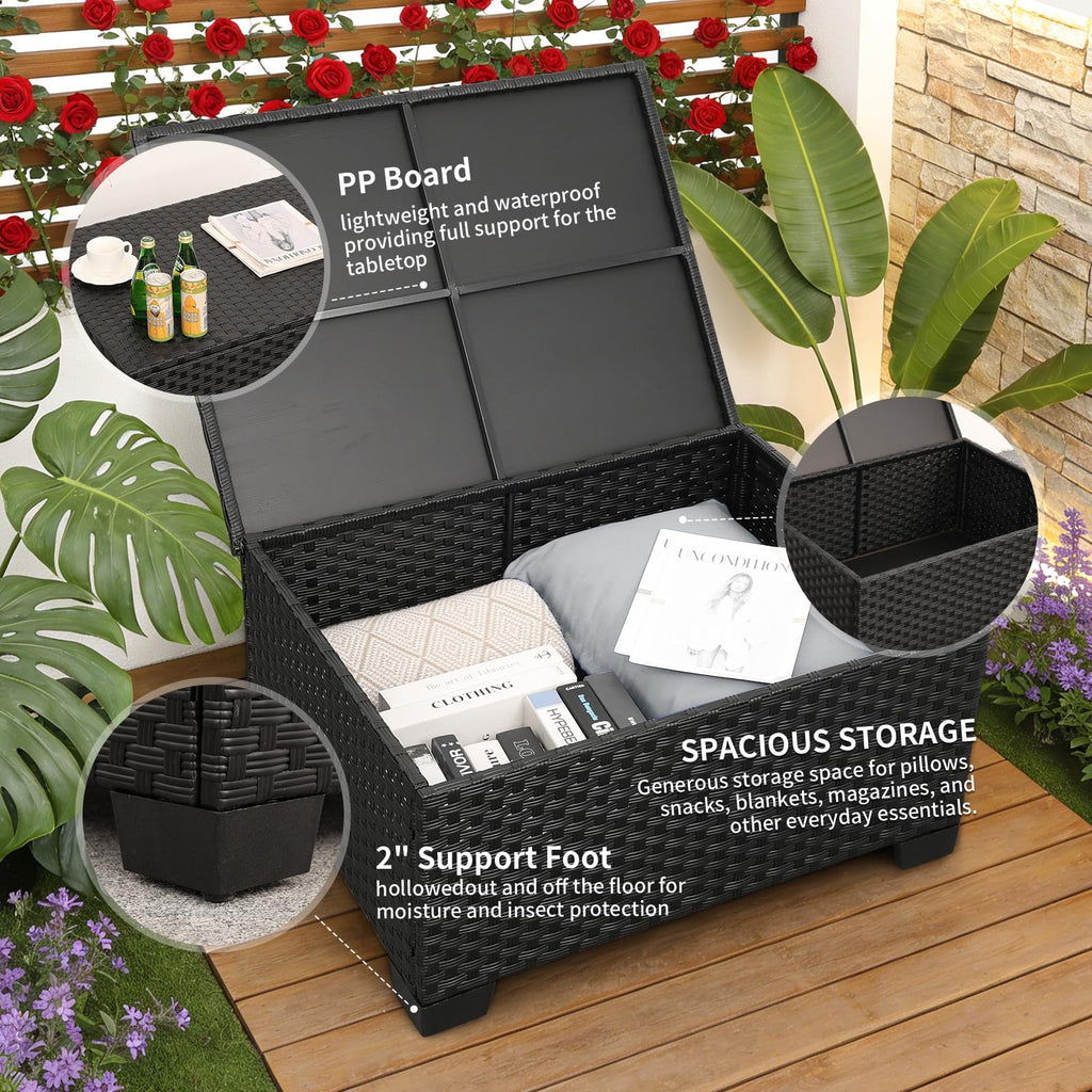7 Piece Light Grey Cushions Patio Furniture Set with Storage Table G52457
