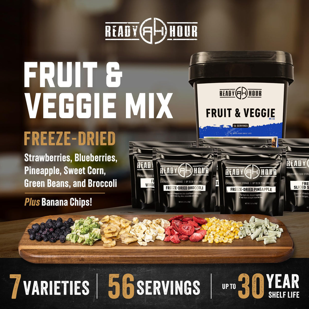 Fruit & Veggie Mix Freeze-Dried Food 56 Servings H45754