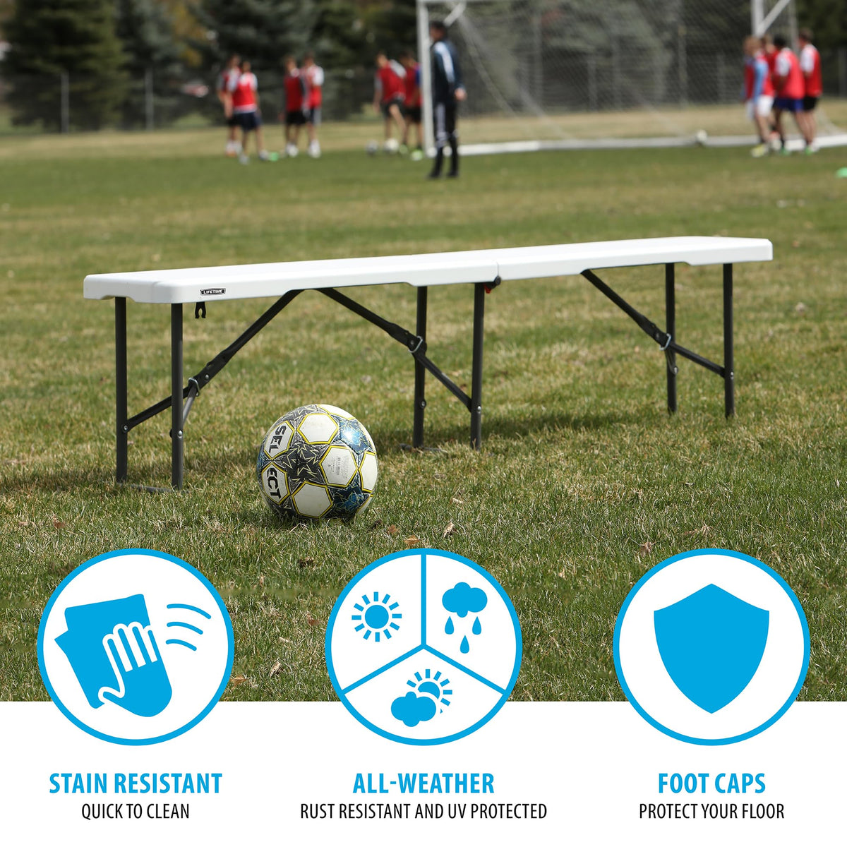 Portable Folding Bench, 6-Foot, UV-Resistant, Powder-Coated Steel W463046