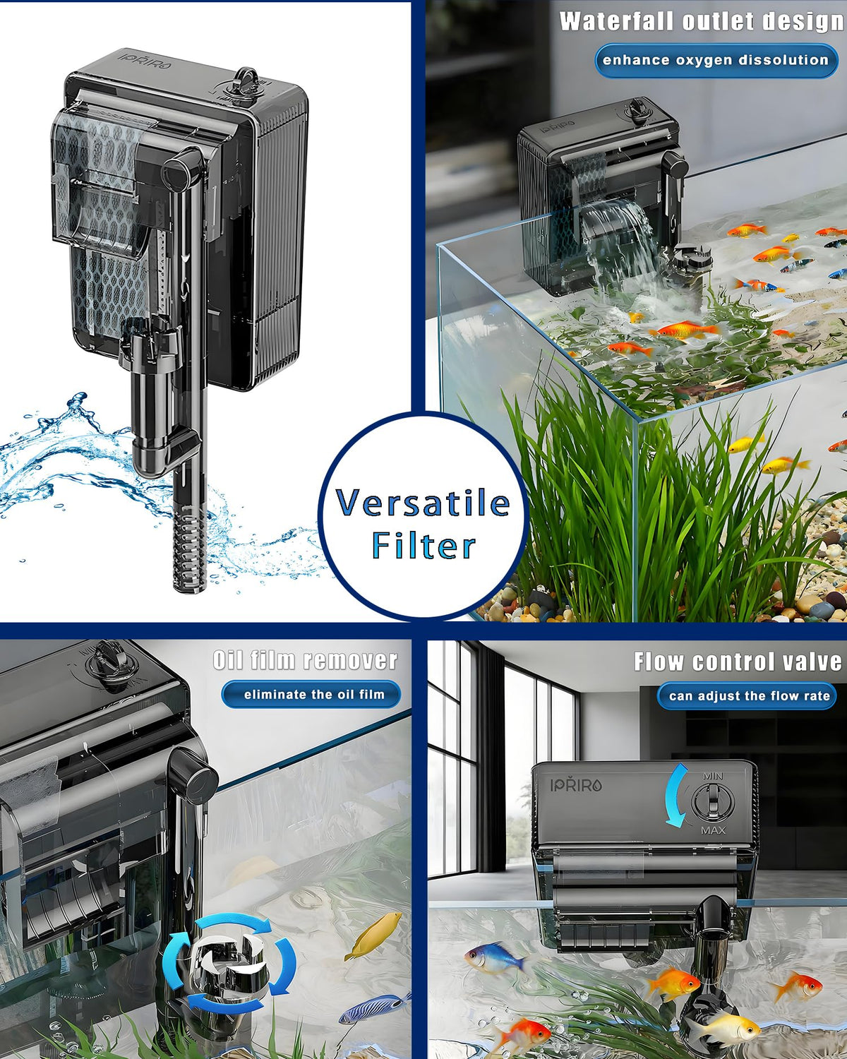 3 Gallon Ultra-Clear Glass Fish Tank with Filter and Led Light B756