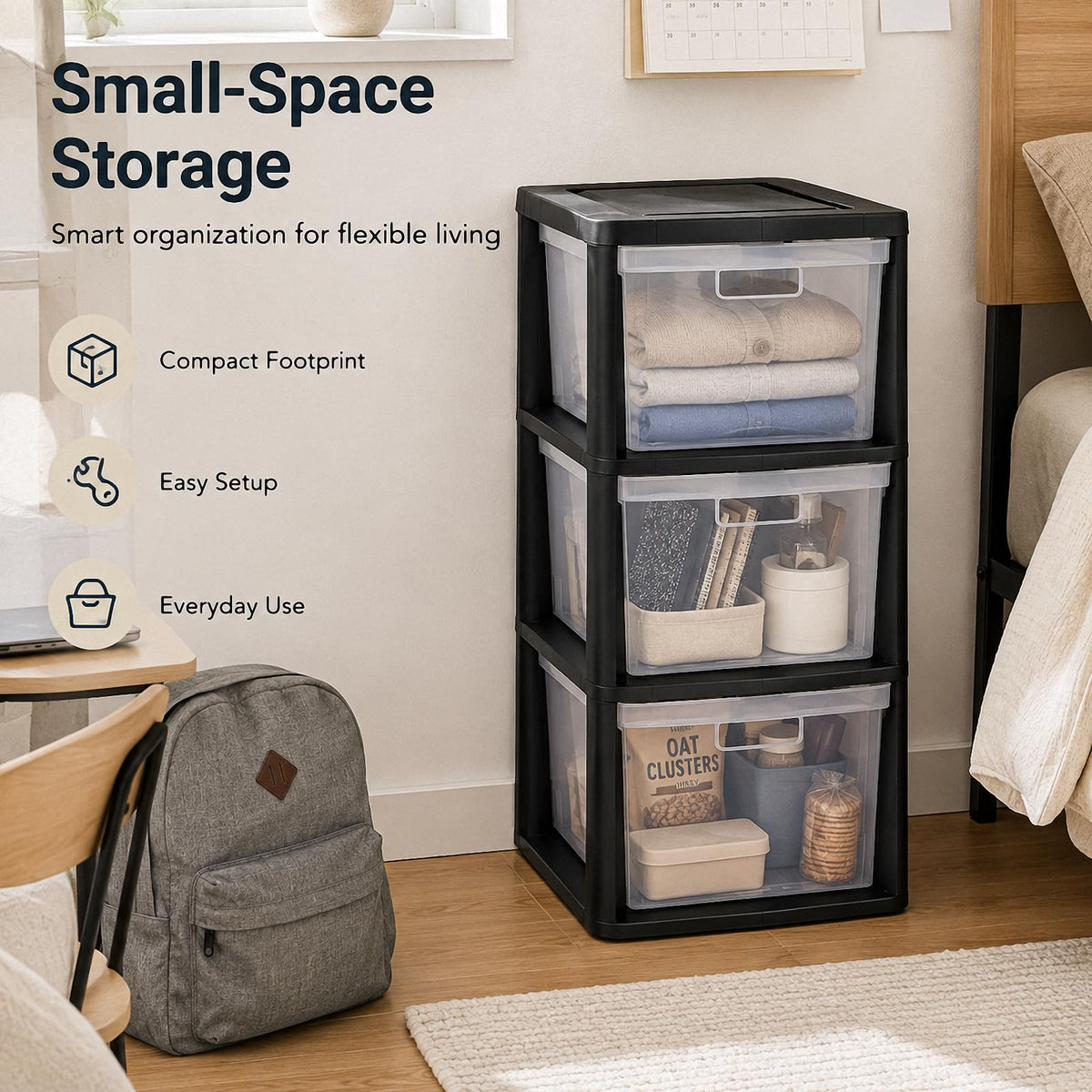 3-Drawer Plastic Storage Tower G896