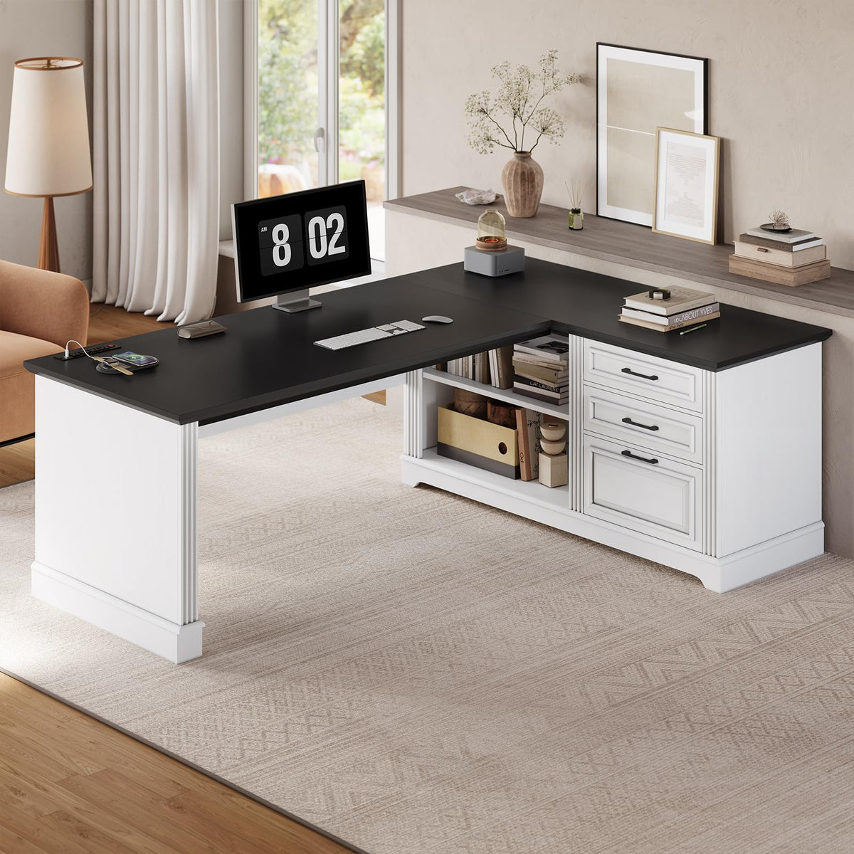 61" L Shaped Desk with Drawers N6977