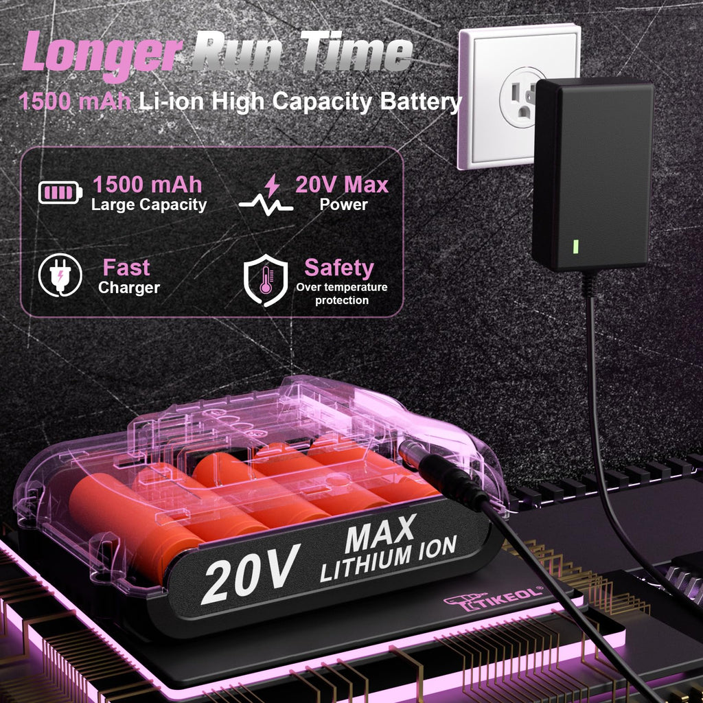 20V Cordless Pink Drill Set with Battery & Charger K514