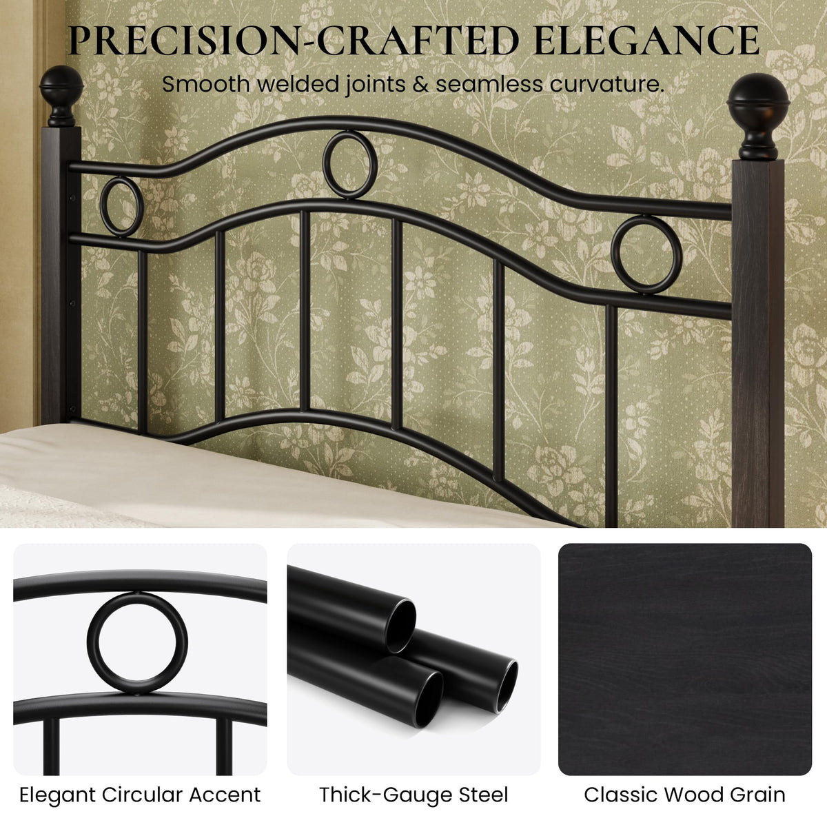 Full Size Black Metal Bed Frame U7848