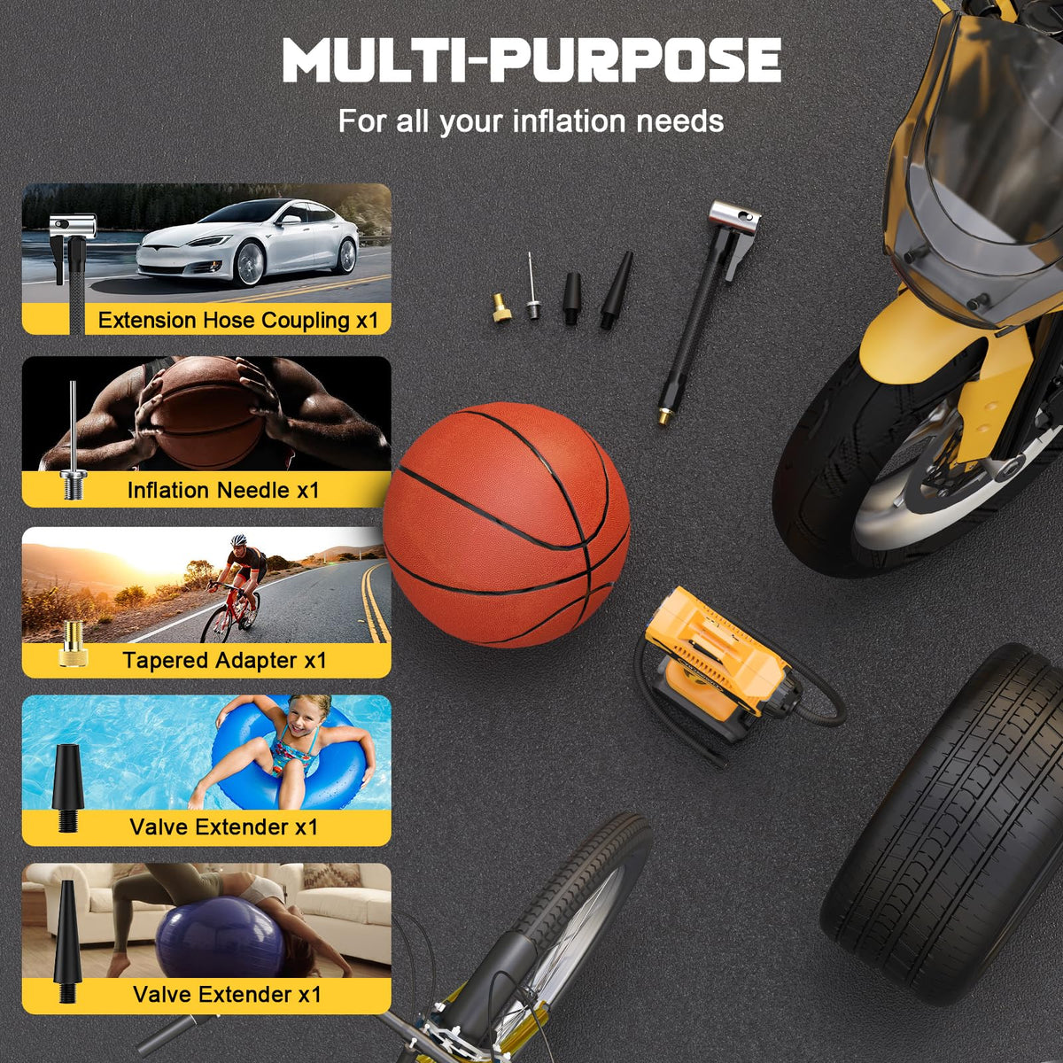 Cordless Portable Tire Inflator Air Compressor 160PSI Digital Pressure Gauge L3762