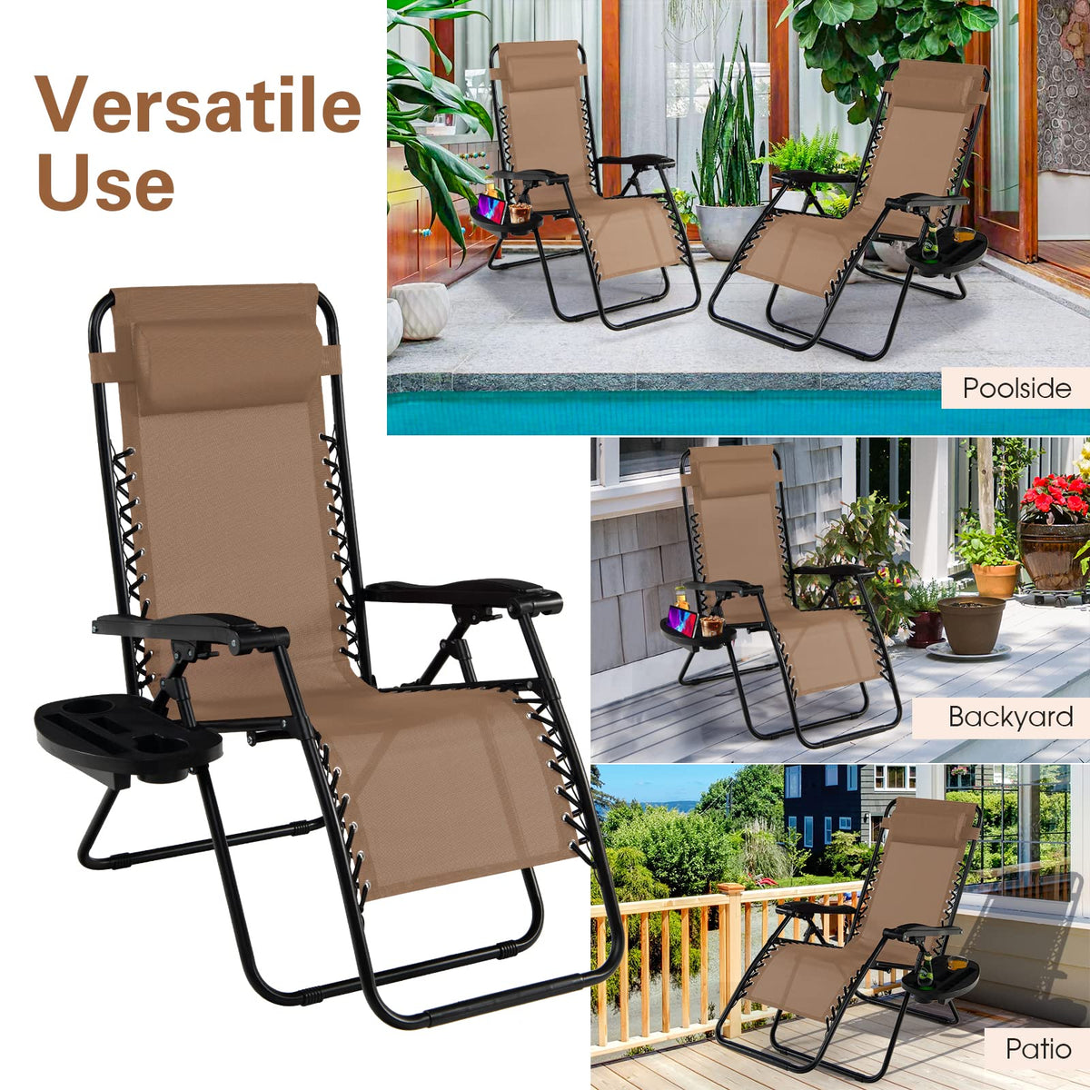 Folding Zero Gravity Reclining Textilene Lounge Chairs M69117