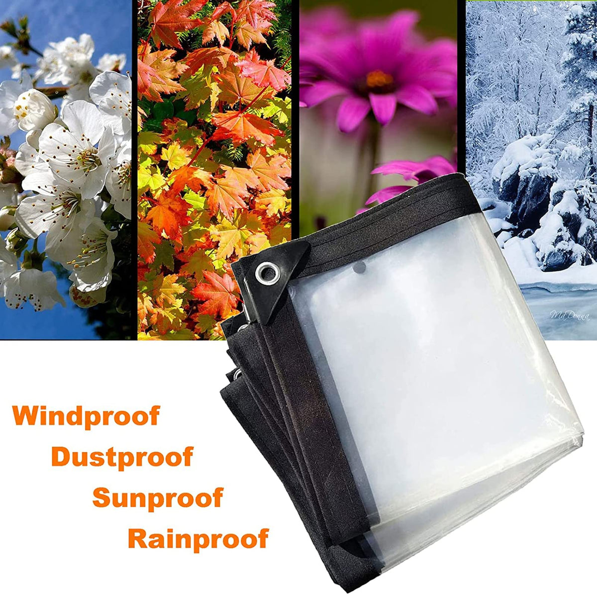 3x3ft Heavy Duty Waterproof Clear Poly Tarp with Grommets I62242