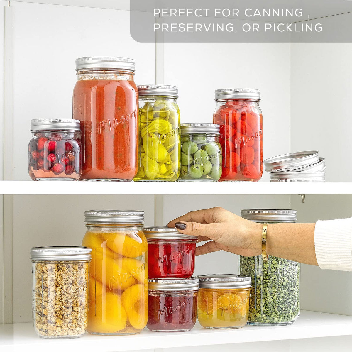 16 Oz 6-Pack Regular Mouth Glass Mason Jars with Lids S28667