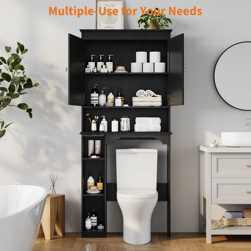 30" Over Toilet Storage Cabinet with Toilet Paper Box, Black M49334