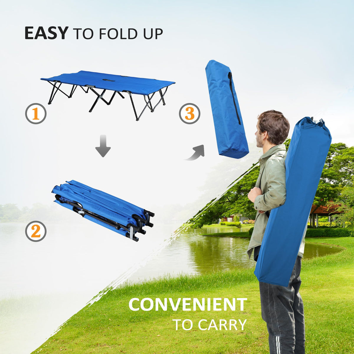 2 Person Folding Camping Cot with Carry Bag E71637