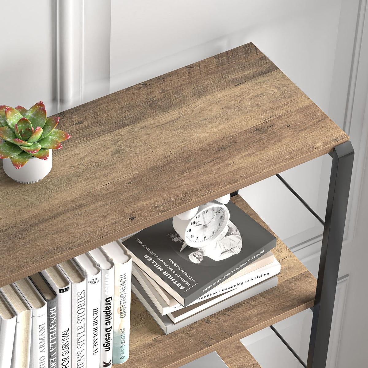 5 Tier Wood and Metal Bookshelf I502
