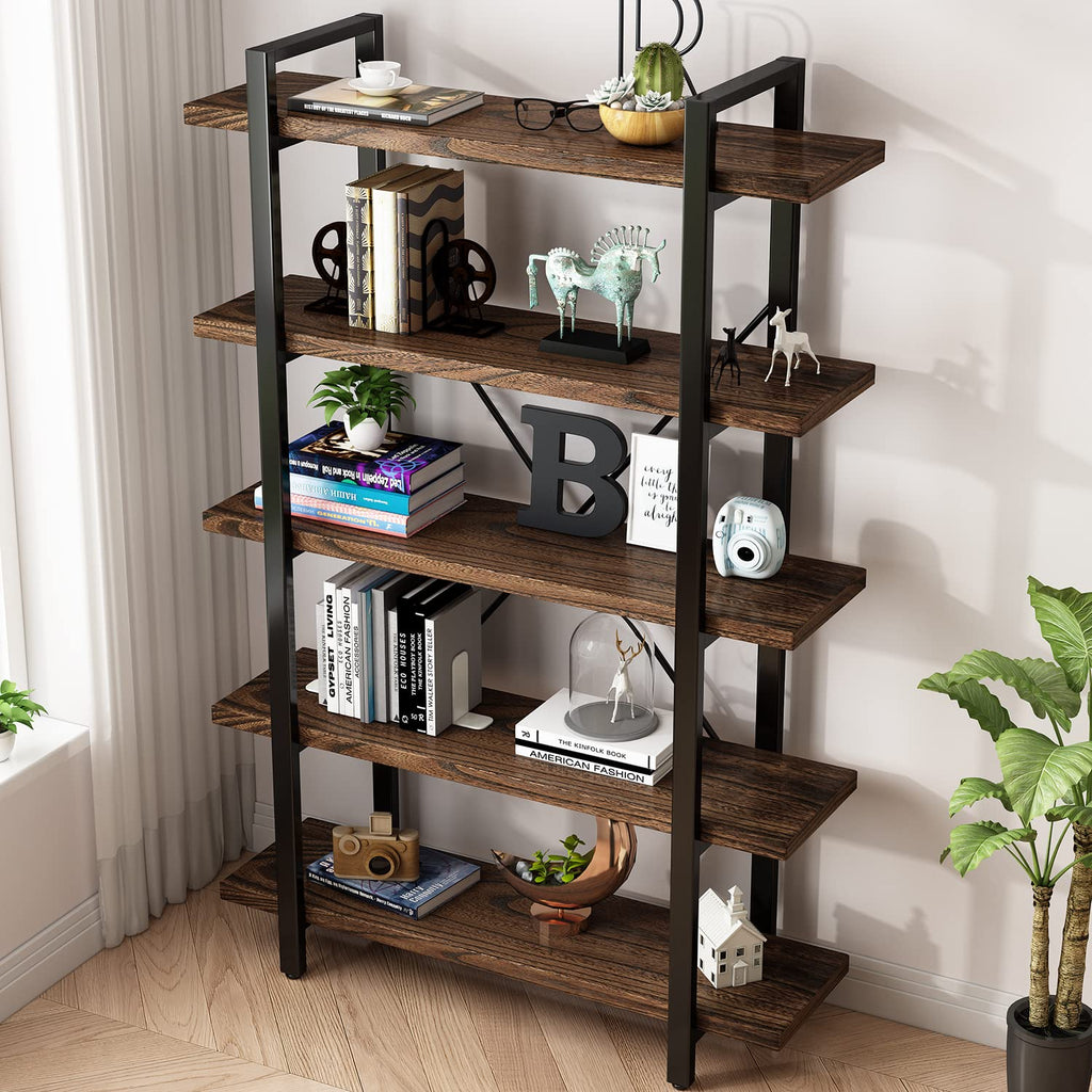 5-Tier Solid Wood and Metal Bookcase R988416