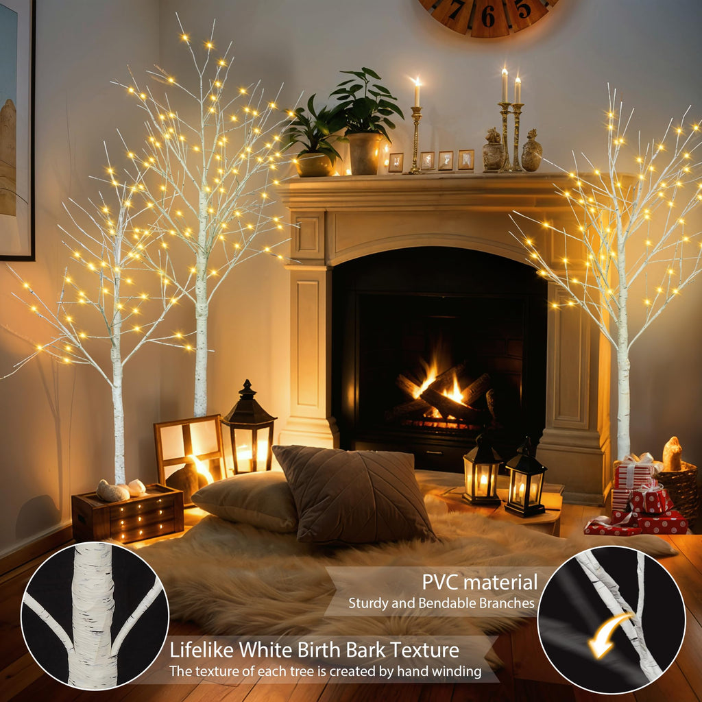 White Birch Tree Set with 246 LED Lights S812022