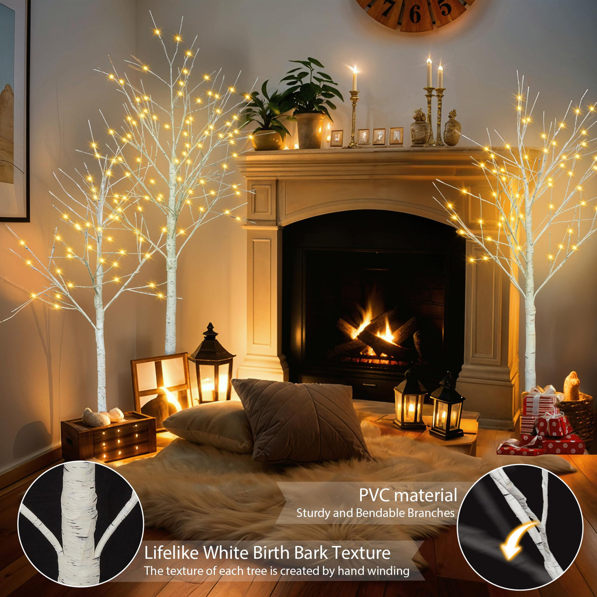 White Birch Tree Set with 246 LED Lights S812022