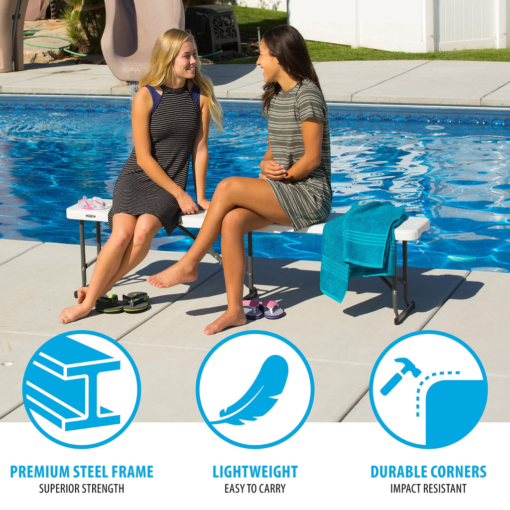 Portable Folding Bench, 6-Foot, UV-Resistant, Powder-Coated Steel W463046