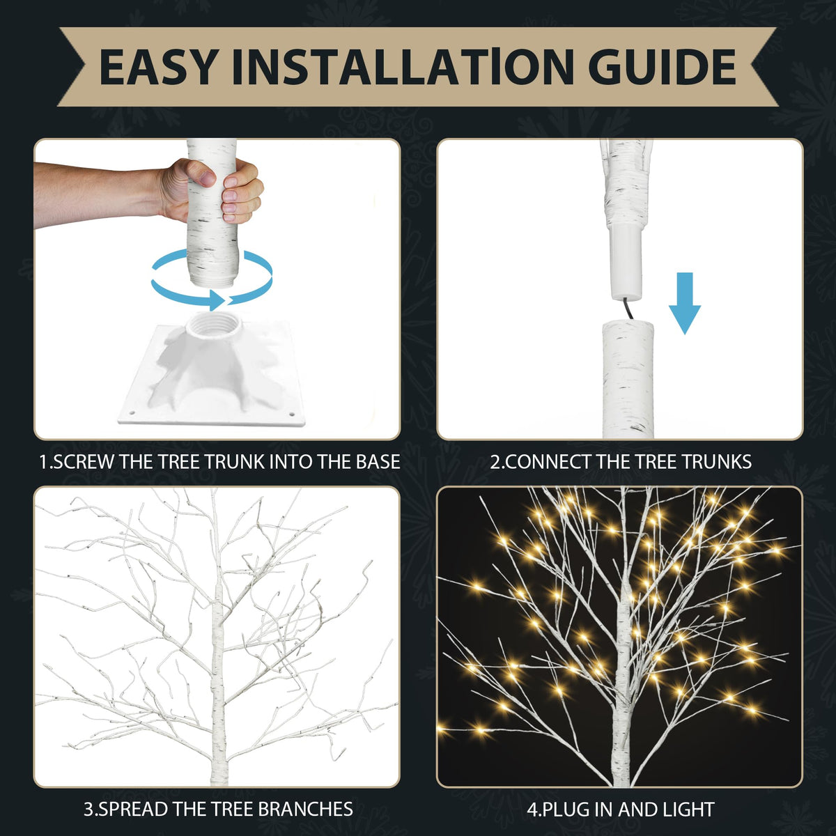 White Birch Tree Set with 246 LED Lights S812022