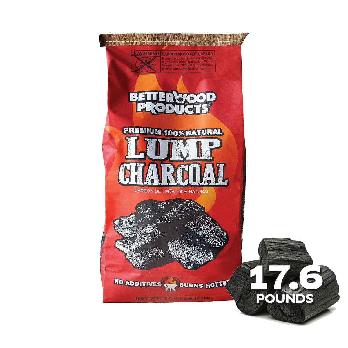 100% All Natural Hardwood Lump Charcoal 17.6 Pounds T331501