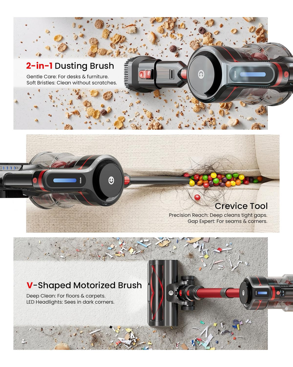 Lightweight Cordless Stick Vacuum Cleaner 45kPa 6 in 1 K208544