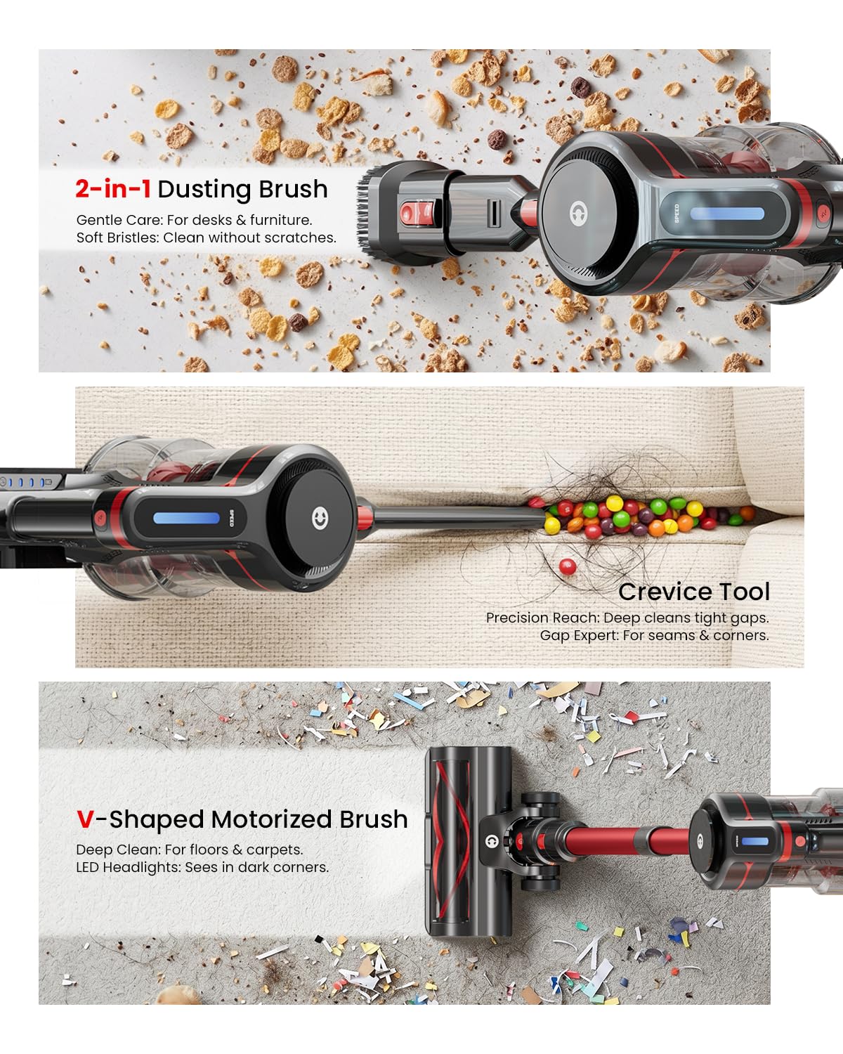 Lightweight Cordless Stick Vacuum Cleaner 45kPa 6 in 1 K208544