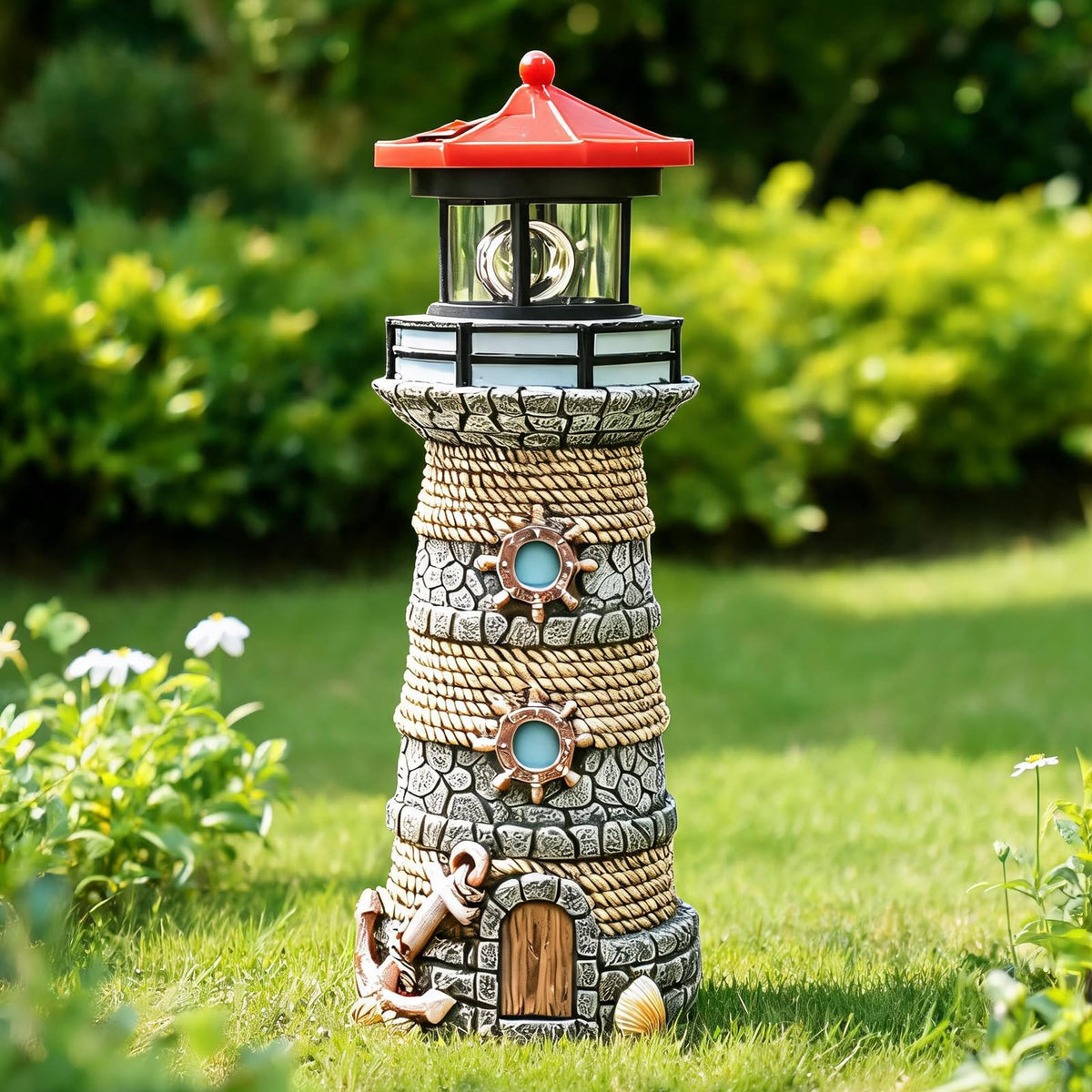 Solar Powered Resin Lighthouse Ornament W1379