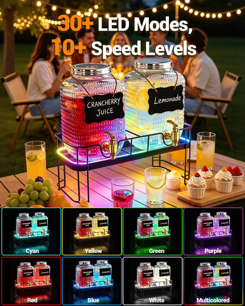 2 Pack 1 Gallon Glass Drink Dispensers with Stand F253