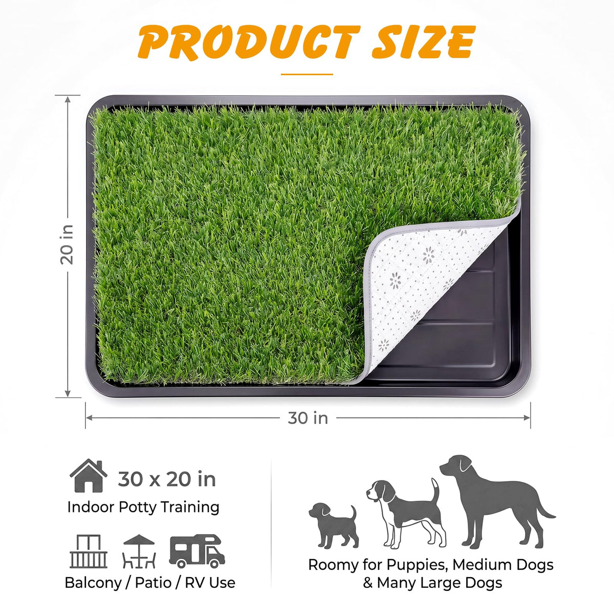 Dog Grass Pad with Tray 30 x 20 in U439