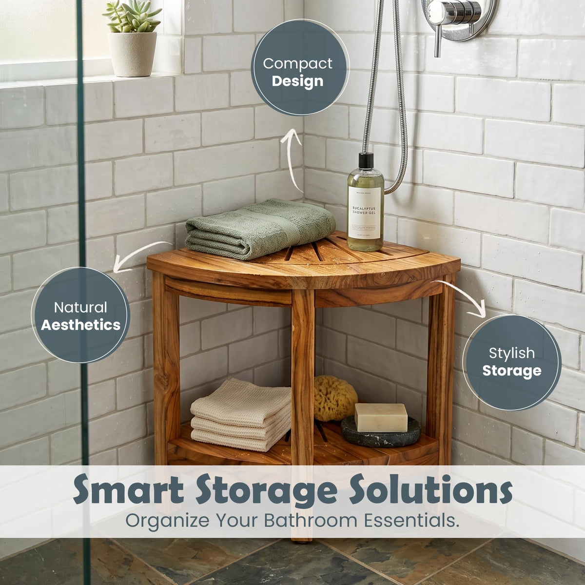 13-Inch Teak Corner Shower Bench J81022