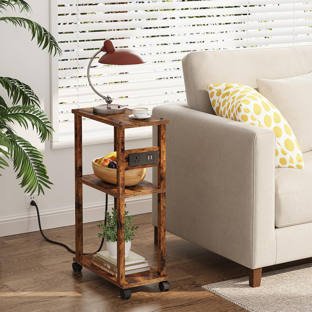Small Narrow Side Table with Charging Station G416