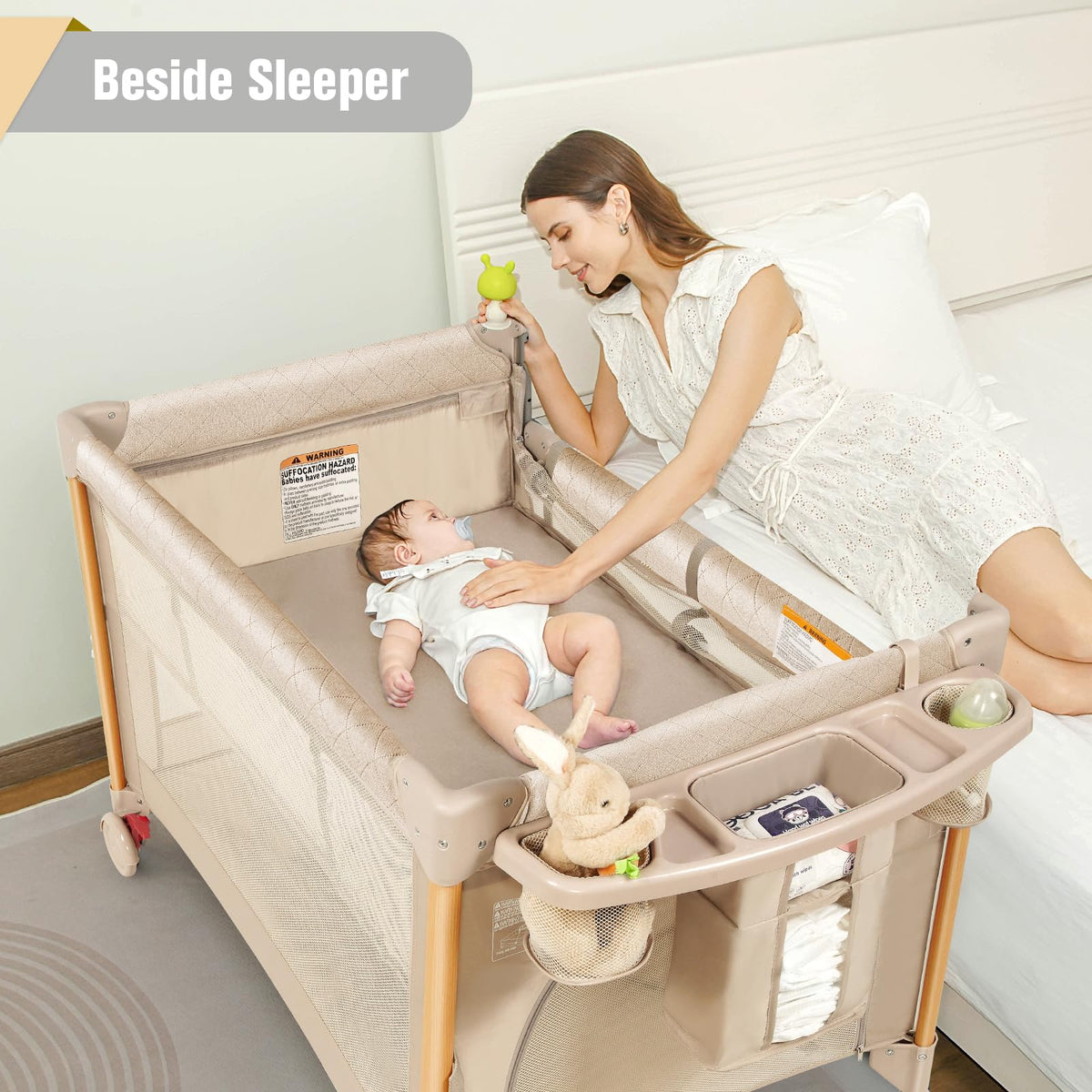 5 in 1 Beige Baby Bassinet Z4356