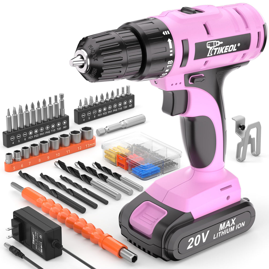 20V Cordless Pink Drill Set with Battery & Charger K514